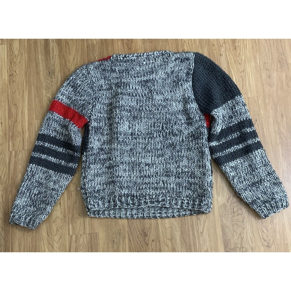 Vintage One Step Up Sweater Womens Size M Hand Knitted Abstract Pullover Gray - Picture 5 of 8